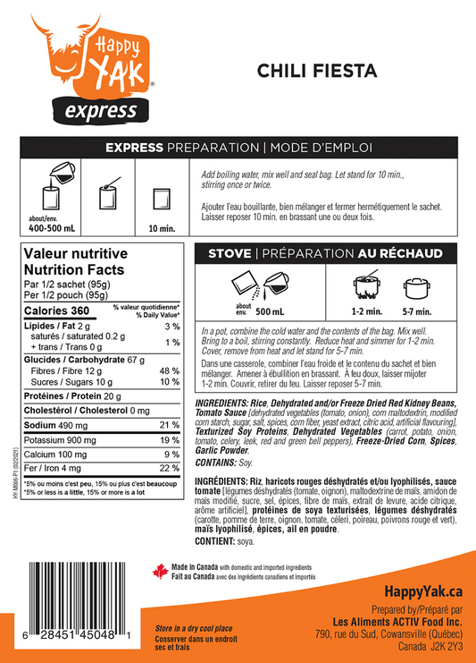 Happy Yak - Chili Végétarien