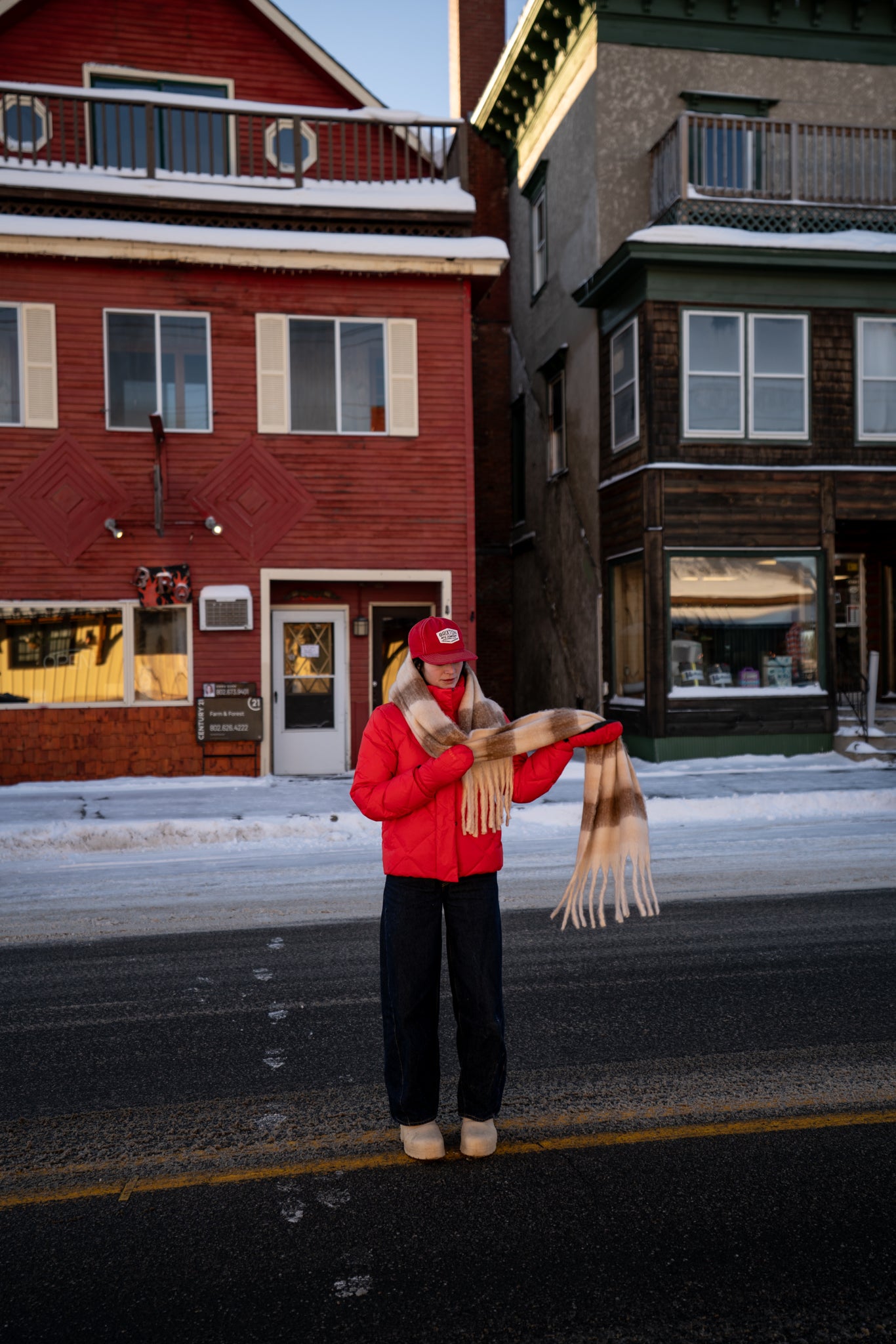 A- Foulard - Ligné brun/crème