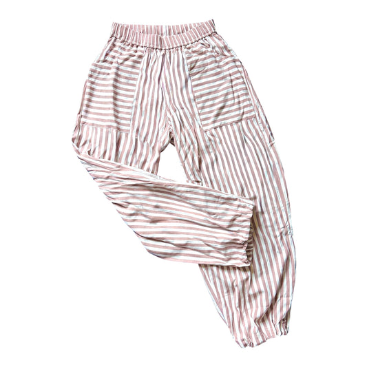 A- Pantalon Barrel - Ligné Rosé