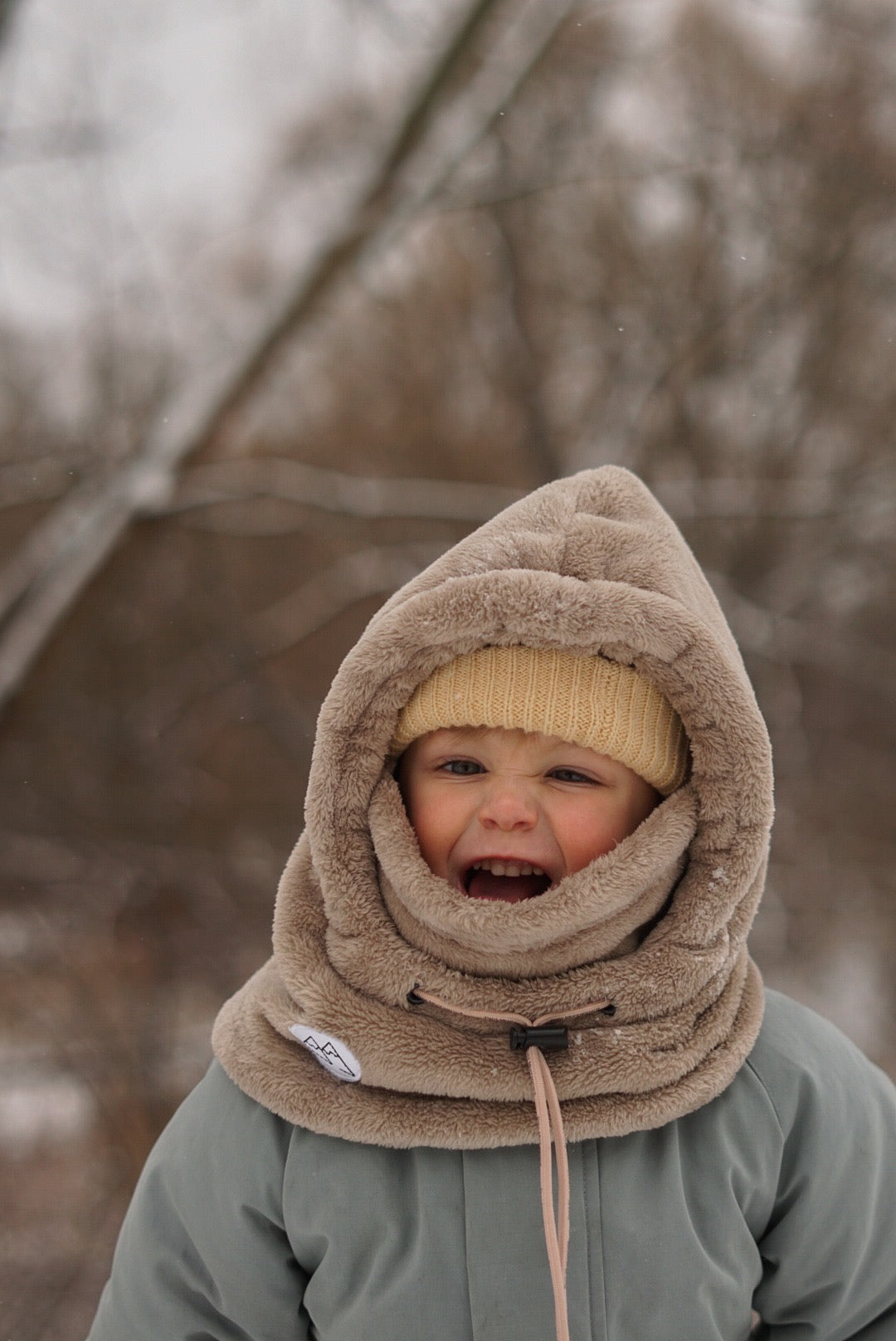 A- Passe Montagne - Fluffy - Beige foncé